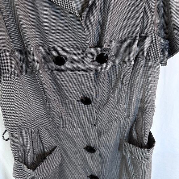 Vintage Bea Young Gingham Cotton Dress 16.5 | Short Sleeve Button Front USA - Picture 3 of 6